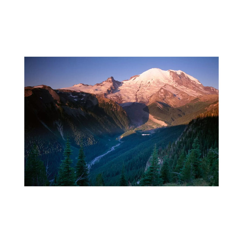 Mt Rainier As Seen at Sunrise, Mt Rainier National Park 1 Piece Wrapped Canvas Wall Art, 101.6 cm H x 66.04 cm W x 3.175 cm D