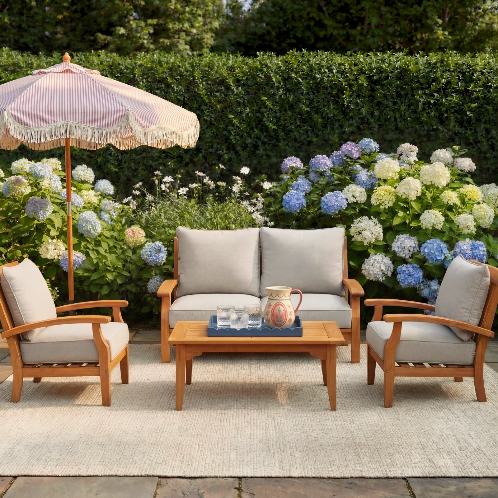 Summerton 4-Person Patio Seating Group, Beige