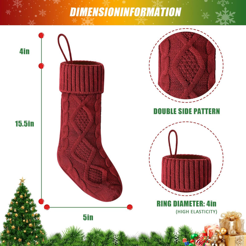 Paquet de 4 bas de Noël de Noël, ensemble de 4 bas de Noël tricotés pour cheminée, décorations de fêtes