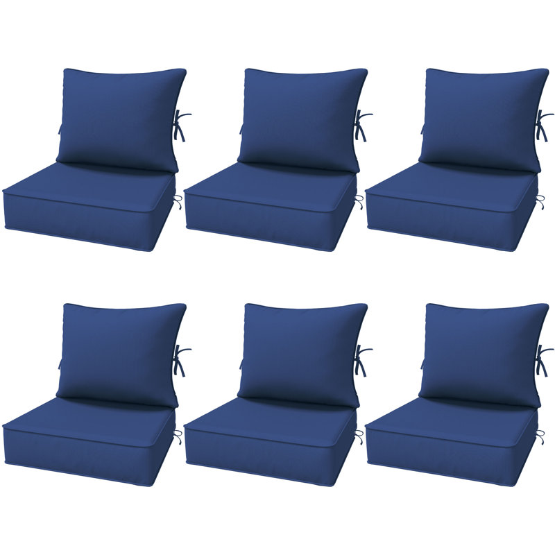 Ensemble de 6,5 po de coussins de remplacement pour l'extérieur, siège / dossier profond, Bleu