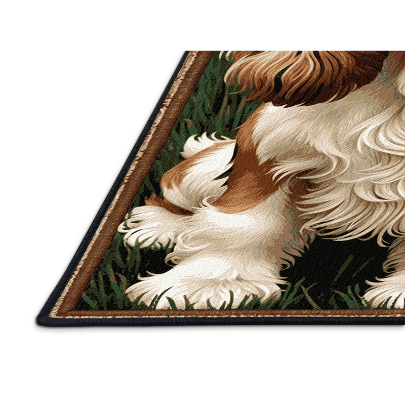 Washable English Cocker Spaniel Dogs Area Rug, Round 6'