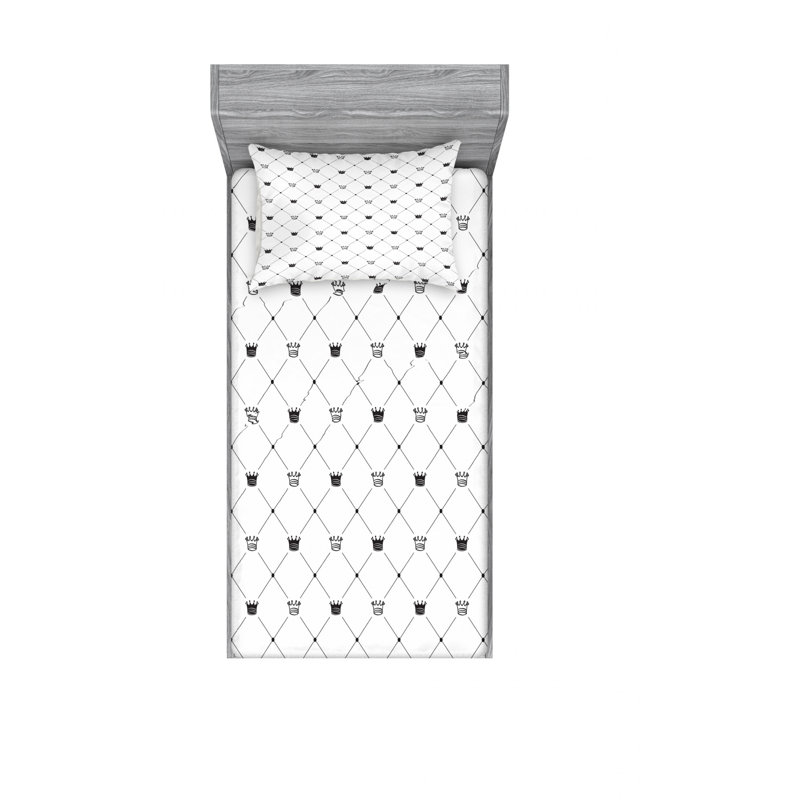 Microfiber Geometric Sheet Set, Twin Sheet Set with Fitted Sheet
