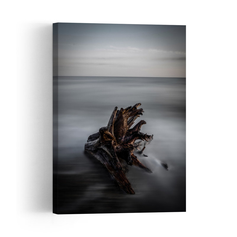Bois flotté, sérénité océanique, affiche murale abstraite minimaliste et paisible sur le thème côtier, 60" H x 40" W