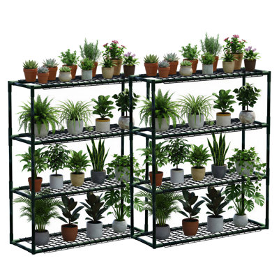2-Piece 4-Tier S Metal Garden Shelving Unit