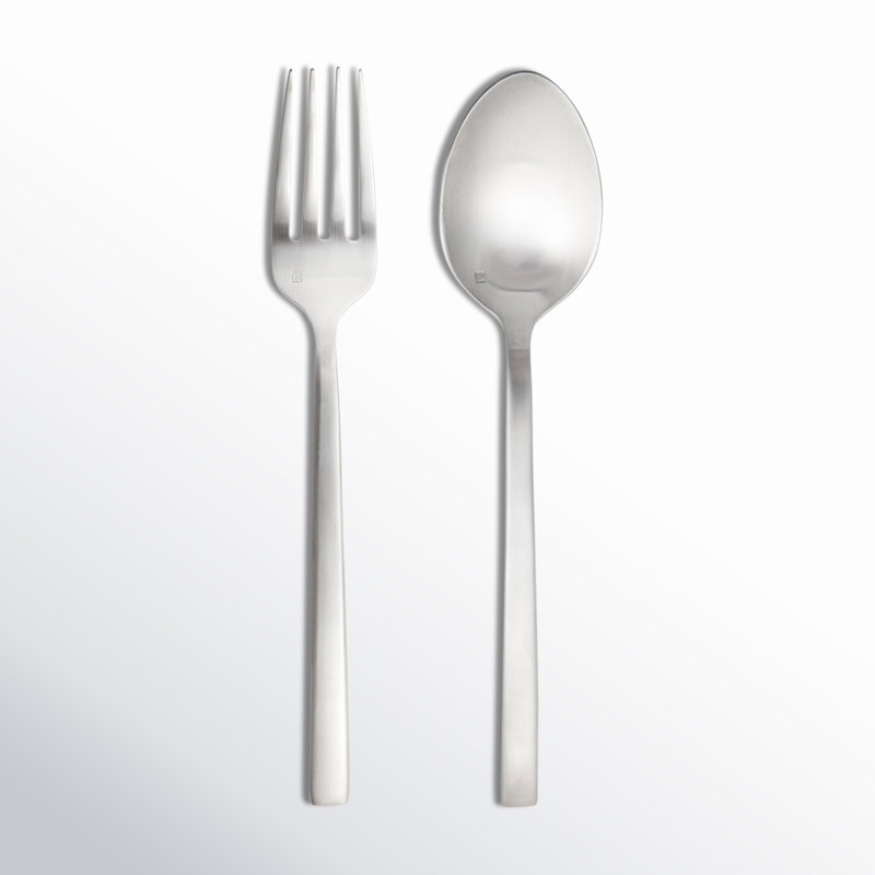 Arezzo 2 Piece Salad Servers Set, Brushed Silver