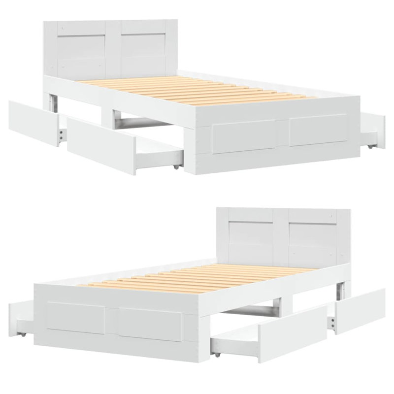 Drawers Bed Frame, Small Single (2'6), White