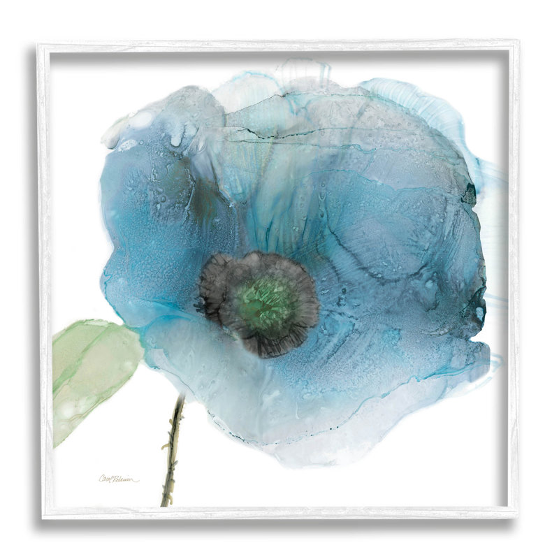 Abstrait bleu en forme de fleur, estampe numérique par Carol Robinson, H 24 po x l 24 po x P 1,5 po