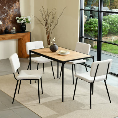 Hararat Modern 5-Piece Dining Set Rectangular Table Upholstered Chairs Industrial Style for Small Spaces Dining Room by George Oliver