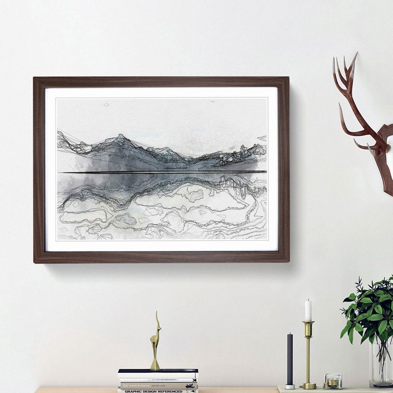 Lake McDonald Montana in Abstract - Picture Frame Graphic Art Print, 48cm H x 65cm W x 2cm D, Walnut Framed