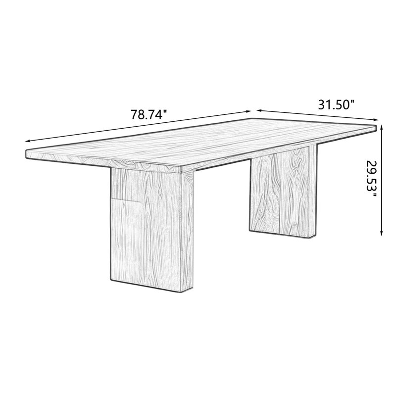 Nut-brown Rectangular Solid Wood Dining Table, 29.53"H×78.74"L×31.50"W