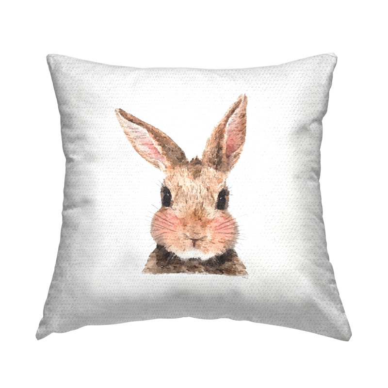 Coussin d'extérieur imprimé "Happy Rabbit Face" par Amanda Greenwood