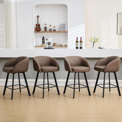 Swivel Upholstered Counter & Bar Stools with Back and Arms for Kitchen Island