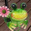 Grenouille en fer 8 po avec pot de fleurs en céramique