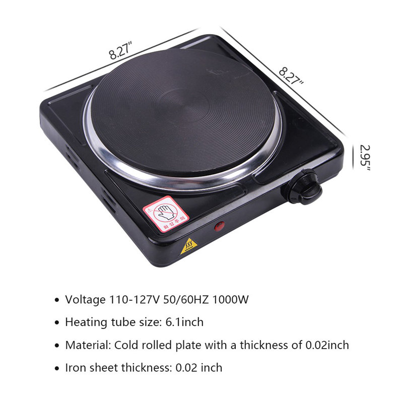 Plaques de cuisson électriques en fonte pour comptoir simple / double 2000w, 2.95" H × 8.27" W × 8.27", 1