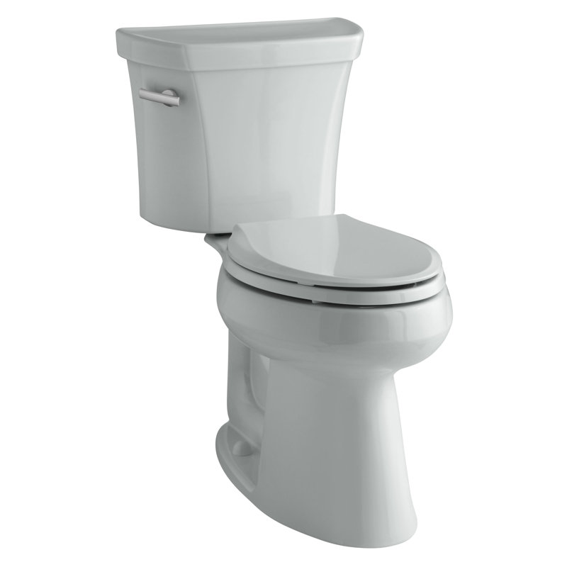 Highline 1.28 GPF Water Efficient Elongated Two-Piece Toilet (Seat Not Included), Ice Gray, Left