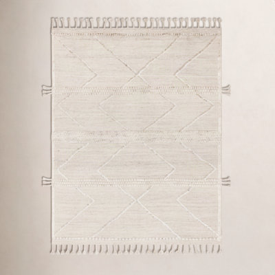 Hanna Beige Ivory Hand-Knotted Wool Rug