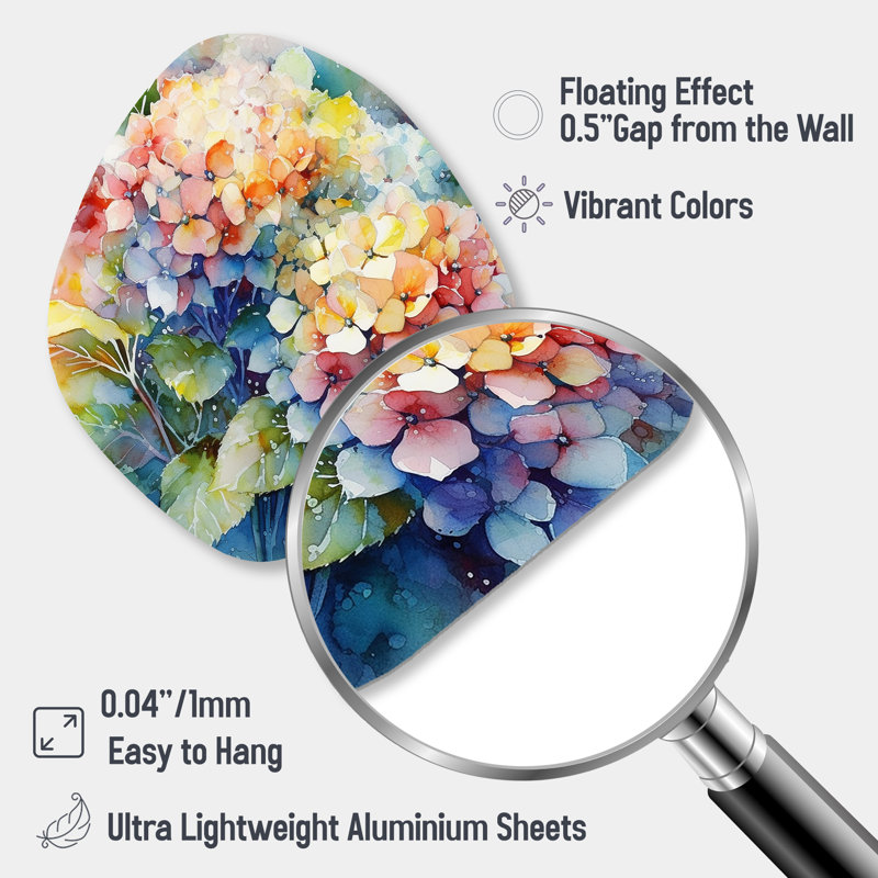 Art mural asymétrique Creswell - Hydrangea, H 28 po x l 25 po