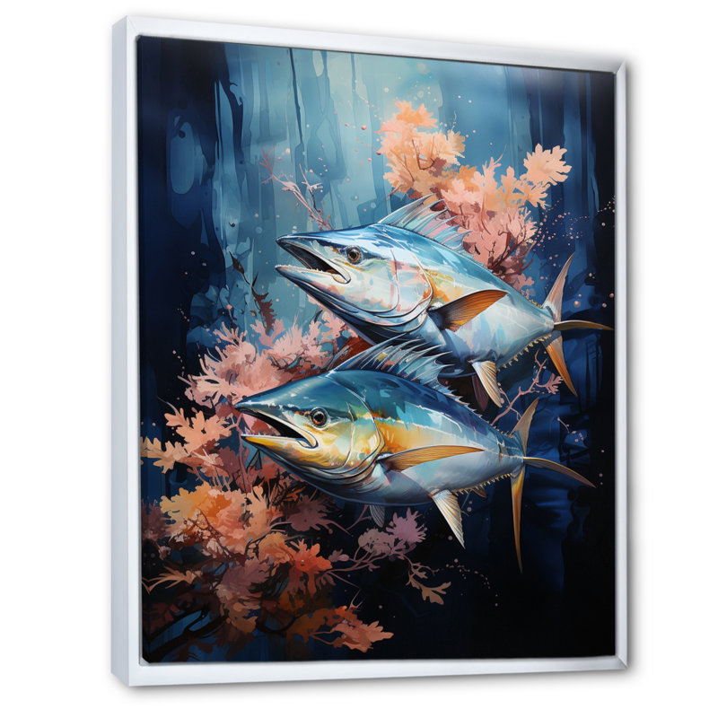 Zao Fishing Majestic Marlins V - imprimé, H 20 po x l 12 po x P 1 po, Cadre flottant blanc