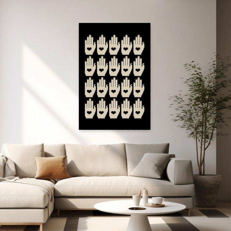 Hearts In Hands Vintage Abstract Wall Art Print 1 Piece Wrapped Canvas Wall Art, 152.4cm H x 101.6cm W