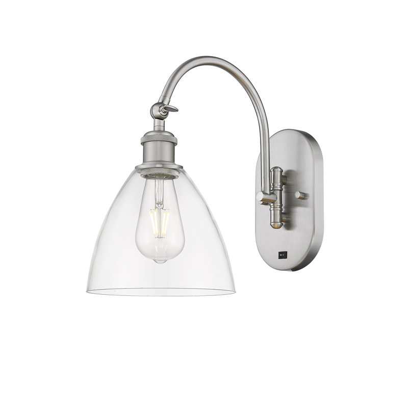 Bras pivotant en verre Amenda, Ampoule non incluse, Nickel satiné brossé
