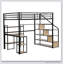 Lit mezzanine en métal avec escalier intégré et tablettes