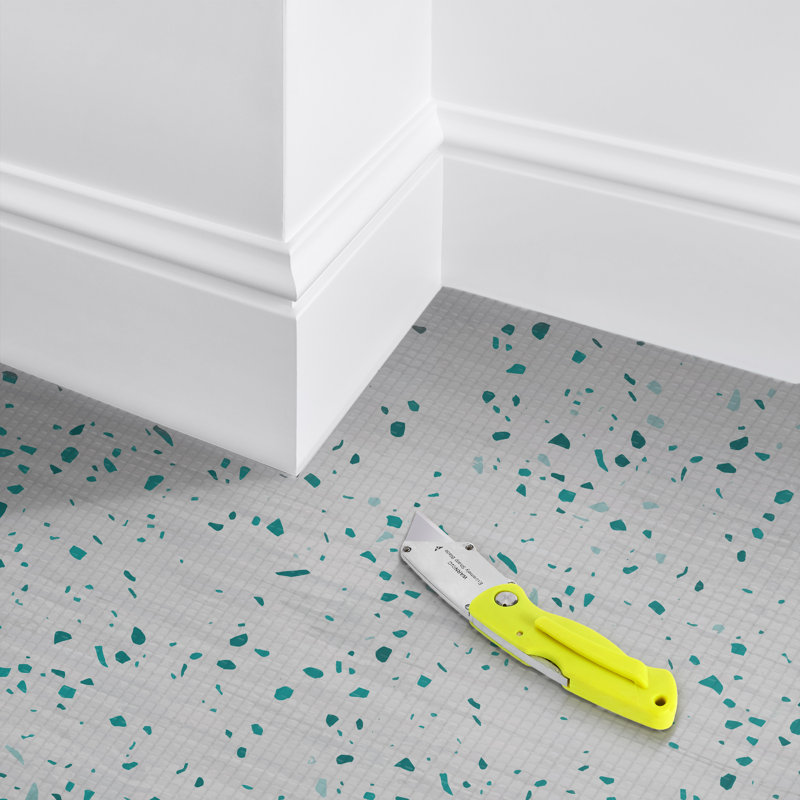 Sorbus Waterproof Wood Grain Foam Floor Tiles, 24 Tiles, 96 Sq Ft, Interlocking, Light Terrazzo, Light Terrazzo