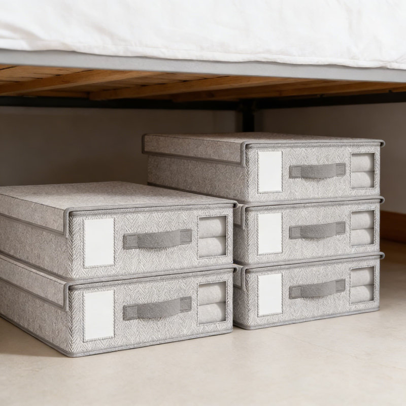 Bed Sheet Organizer And Storage Box Set - Foldable Linen Closet Organizers With Clear Window, Space-Saving Design For Queen And King Bedding Sets