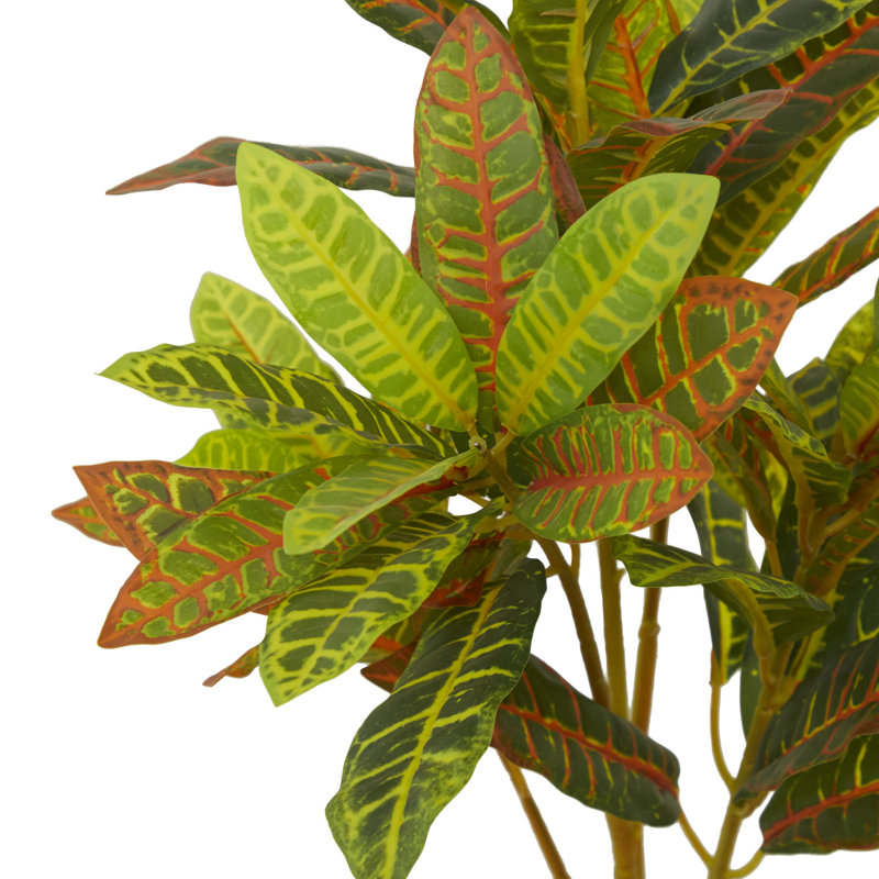30'' Faux Crotons Plant in Cement Pot