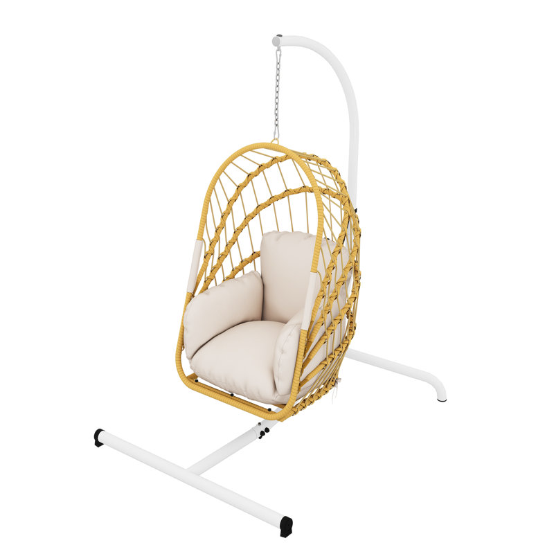 Daijon 1 Person Egg Chair with Stand, Beige, Beige