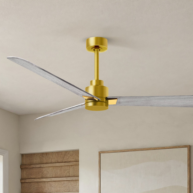 Ventilateur de plafond Alessandra, Ton de bois de grange, Laiton brossé