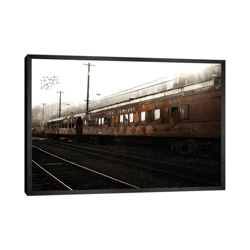 Train Birds - Print on Canvas, 101.6 cm H x 66.04 cm W, Black Framed