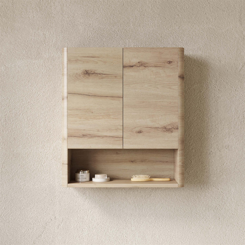Armoire de salle de bain murale ZUNO de 26 pouces avec portes, tablette et rangement ouvert pour une utilisation efficace de l'espace