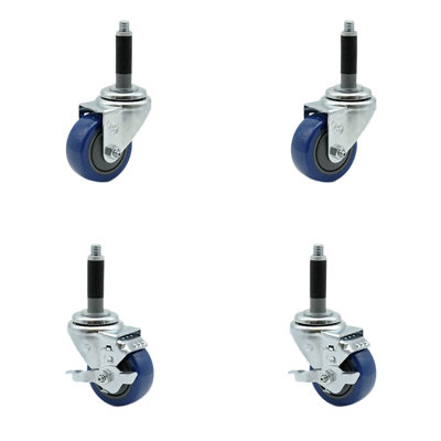 4 Piece Polyurethane Expanding Caster Set with 2 Brakes -  Service Caster, SCC-EX20S314-PPUB-2-TLB-2-MTG40