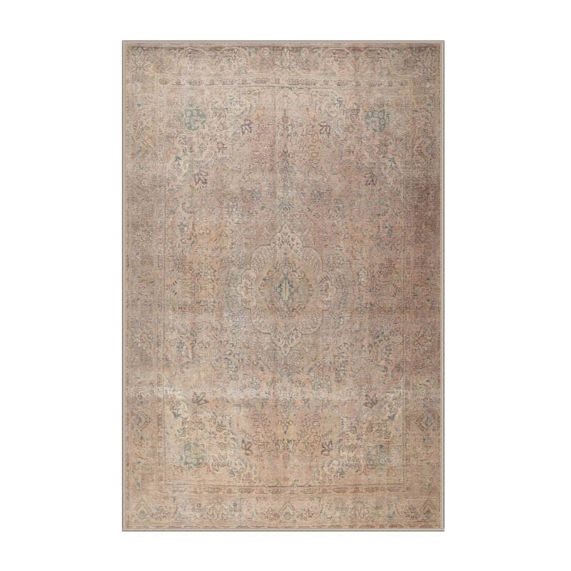 Tapis brun clair/ivoire traditionnel Keneth, Rectangle 2 pi x 5 pi