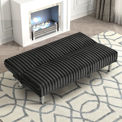 Futon gris anthracite de conception contemporaine, basculant au lit, support en métal supplémentaire et base de couleur, futon de 31 pouces de hauteur, entre les pieds cachés, 66 pouces de long