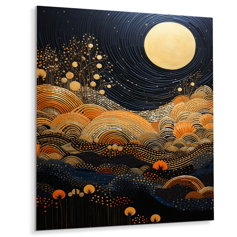 «Orange Desert Sun In Bold Landscape II», art mural panneaux solaires en métal, H 20 po x l 12 po x P 1 po