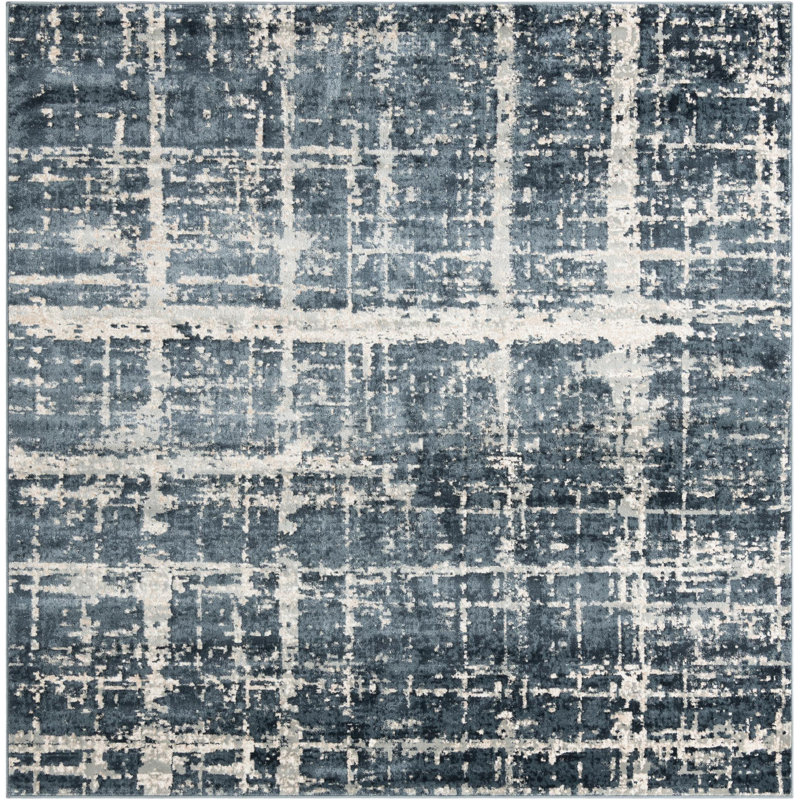 Tapis contemporain bleu marine / beige Aimeeleigh, Carré 7 pi 10 po