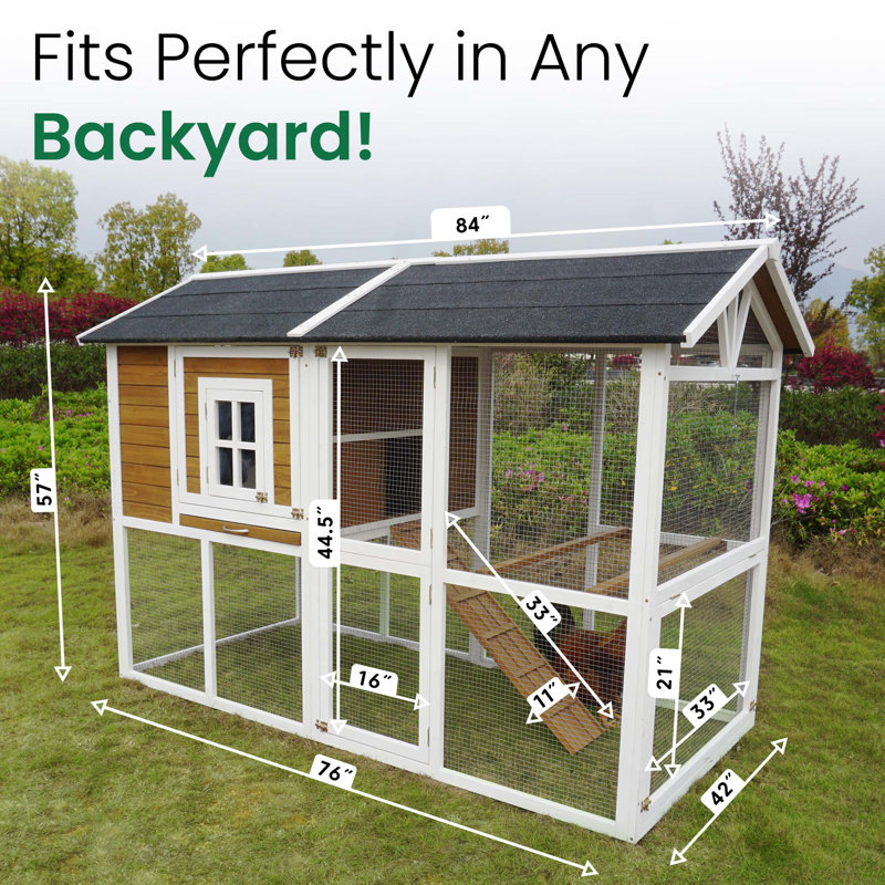 Tincher 33.2 Square Feet Chicken Coop with Chicken Run For Up To 6 Chickens