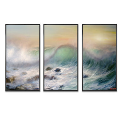 «Mountains Of Waves», peinture sur toile flottante 3 pièces