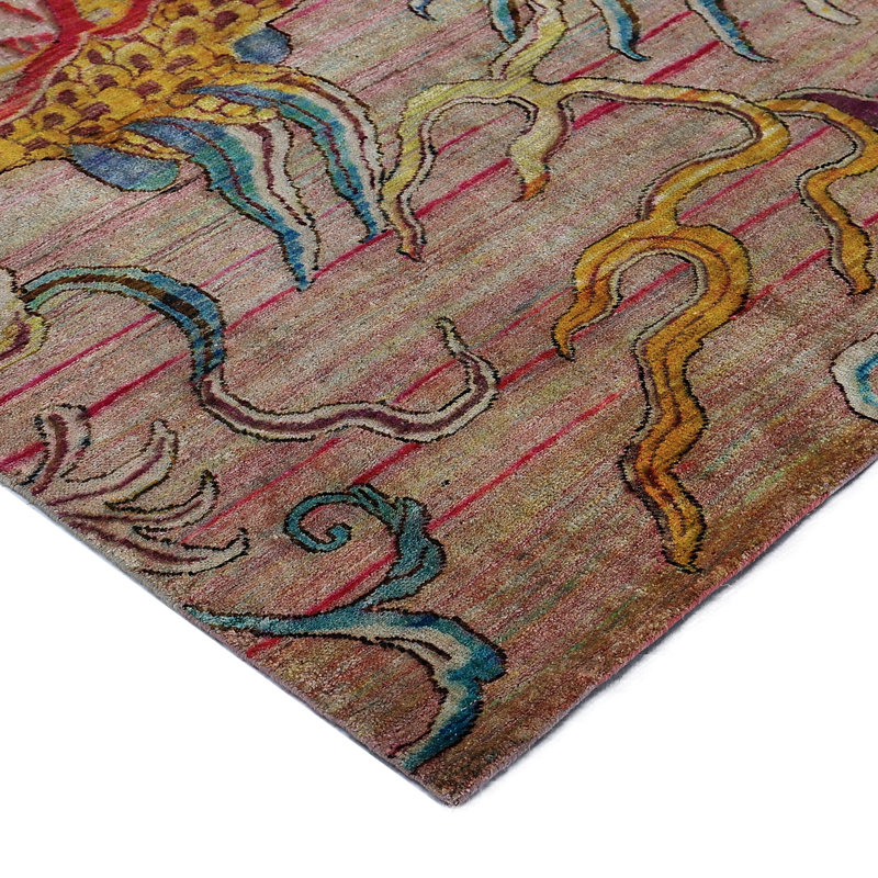 Gold Alchemy Contemporary Silk Rug - 7'11" x 8'7"