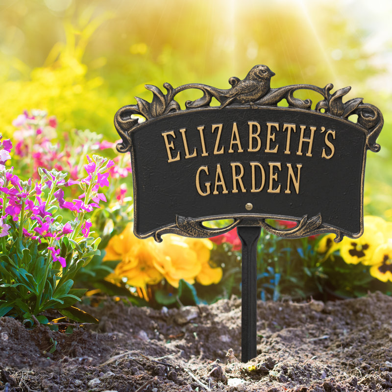Song Bird Personalized Garden Sign, Black/Gold