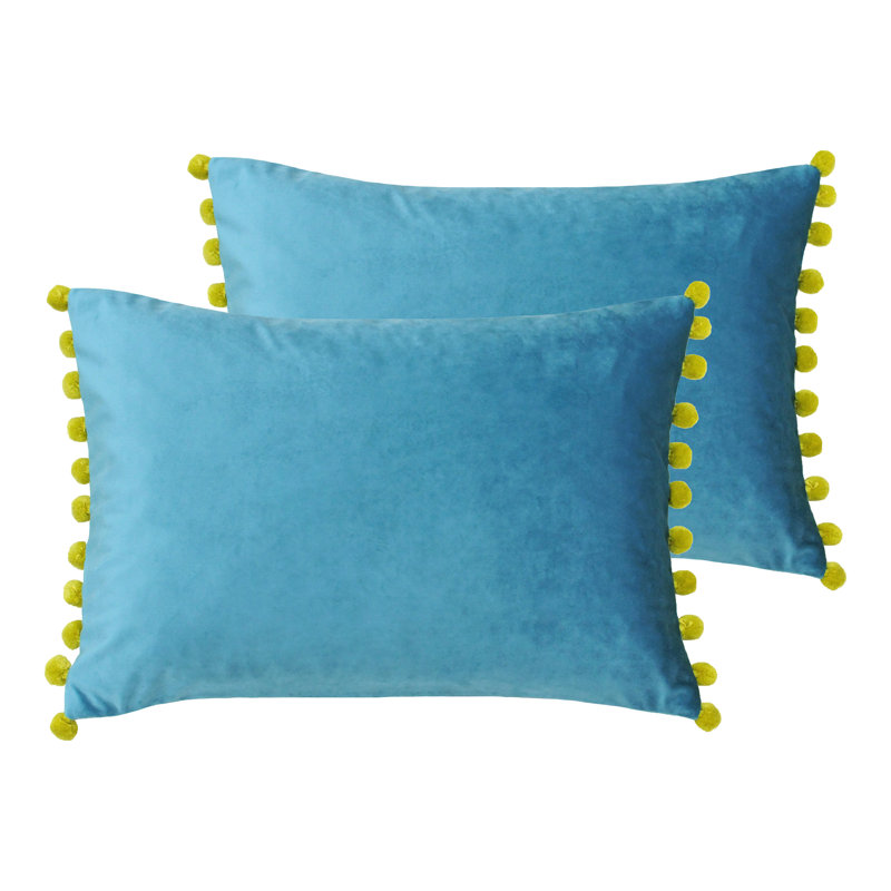 Fiesta Rectangular Scatter Cushion, Teal/Bamboo