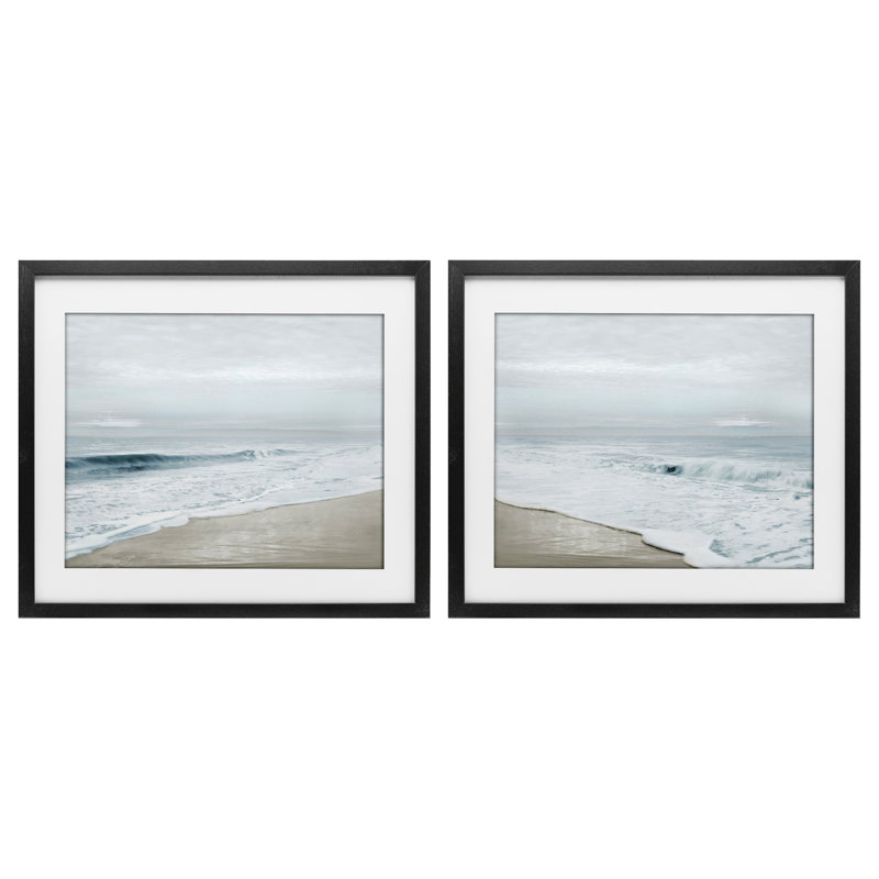Ensemble de 2 reproductions encadrées sous verre Morning Bliss Coastline, par Natalie Carpentieri, H 13 po x l 16 po