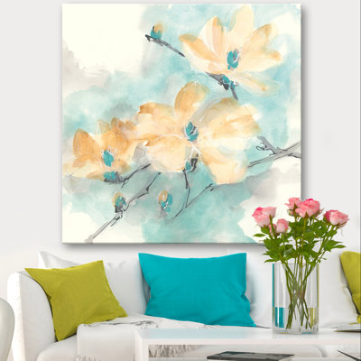 " Teal Buds II " Painting Print