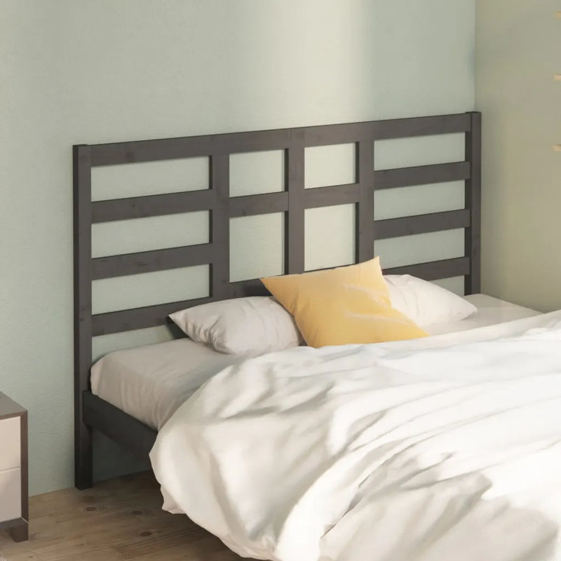 Melillo Solid Wood Headboard, 156 x 104 cm, Dark Grey