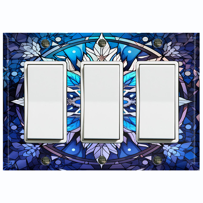 Blue Snow Icicle 3 - Gang Toggle Light Switch Standard Wall Plate