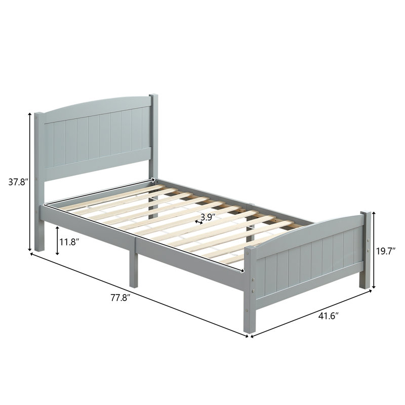 Heffron Solid Wood Bed, Twin, Gray