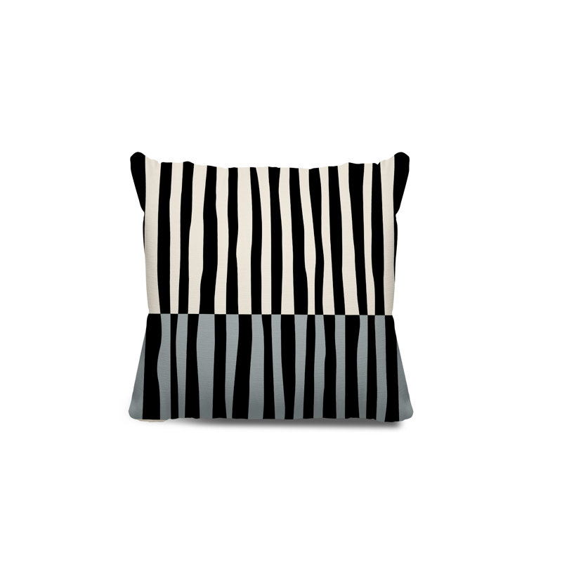 Coussin décoratif réversible intérieur / extérieur en polyester filé Humphrey, H 17 po x l 17 po, Gris / Blanc cassé