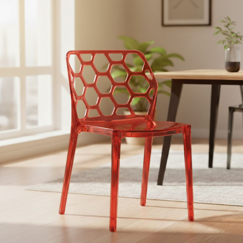 Chaise d'appoint Jakubowski, Rouge diaphane, Ensemble de 4