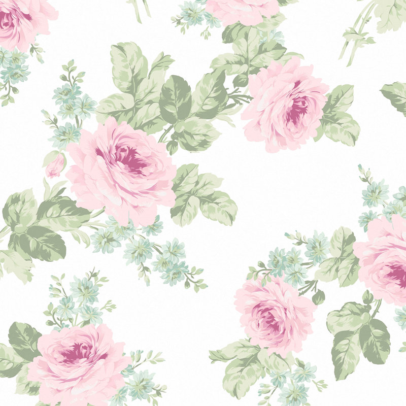 by Rachel Ashwell Royal Bouquet Floral 10m x 52cm Wallpaper Roll, Pink